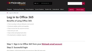 Log in to Office 365 | Mohawk College