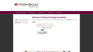 Login or Register - Mohawk College Foundation