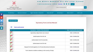 Equivalency department forms and user manuals - Ministry of Higher ...
