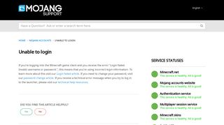 Mojang | Unable to login