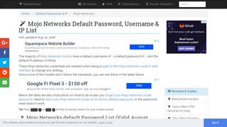 Mojo Networks Default Password, Login & IP List (updated August ...