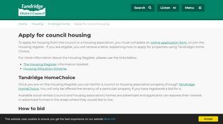 Apply for council housing - Tandridge District Council