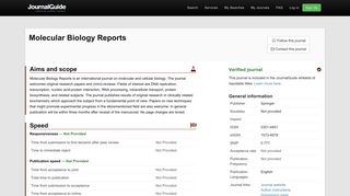 JournalGuide - Molecular Biology Reports