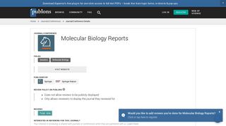 Molecular Biology Reports | Publons
