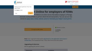 Work Permit Online for employers of FDWs - Ministry of Manpower