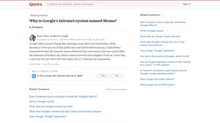 Why is Google's intranet system named Moma? - Quora