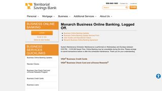 Monarch Business Online Banking. Logged Off. | Territorial Savings ...