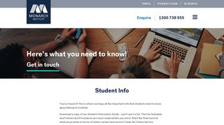 Student Infomation and Course Guides | Monarch Institute