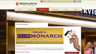 Club Monarch - Gaming benefits and rewards