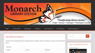 Delivery Schedule – Monarch Library System
