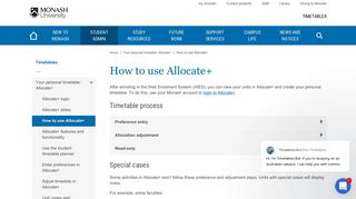 How to use Allocate+ - Timetables - Monash University