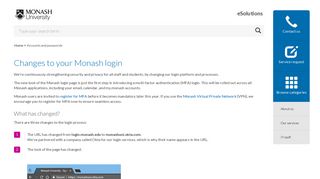 Changes to your Monash login | eSolutions - Monash University