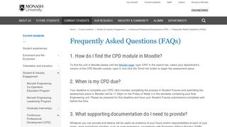 CPD Frequently Asked Questions - Faculty of Engineering | Monash
