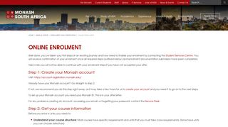 Online Enrolment | Monash South Africa