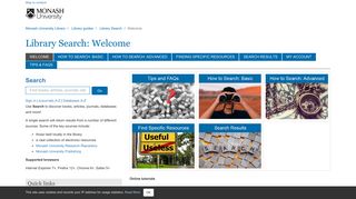 Welcome - Library Search - Library guides at Monash University