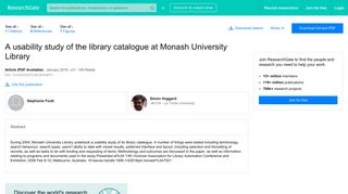 (PDF) A usability study of the library catalogue at Monash University ...