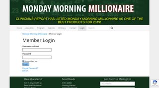 Member Login – Monday Morning Millionaire