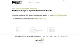 What happens if I forget my login credentials for Merchant Direct