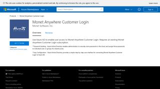 Monet Anywhere Customer Login - Azure Marketplace - Microsoft