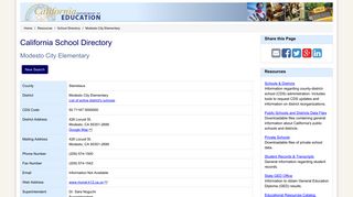 Modesto City Elementary - School Directory Details (CA Dept of ...