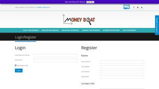 Login/Register - Money Boat