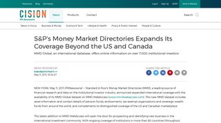 S&P's Money Market Directories Expands Its Coverage Beyond the US ...