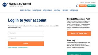 MyMMI account log in page - Money Management International
