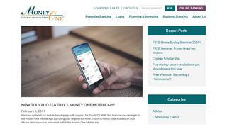 New Touch ID Feature - Money One Mobile App - Money One FCU ...