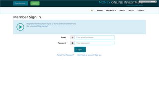 Member Sign In - Money Online Investment