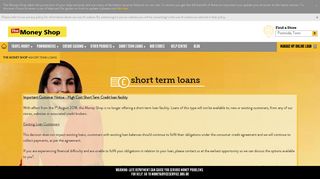 Short term loans - The Money Shop