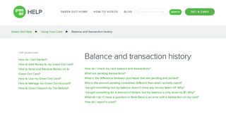 Balance and transaction history | Help | Green Dot Prepaid Cards