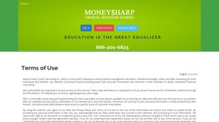 MoneySharp Inc. - Terms of Use - MoneySharp Credit Counseling