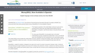 MoneySKILL Now Available in Spanish | Business Wire