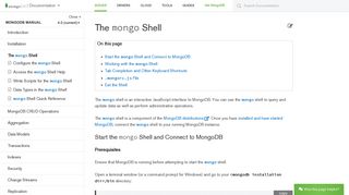 The mongo Shell — MongoDB Manual