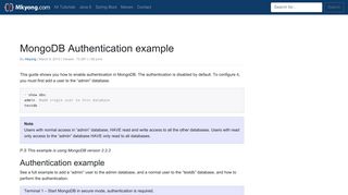 MongoDB Authentication example – Mkyong.com