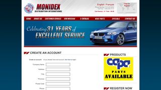 Create an Account - Monidex Distribution International