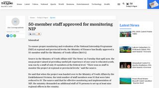 50-member staff approved for monitoring NIP | Sports | thenews.com ...