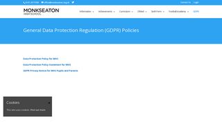 (GDPR) Policies - GDPR - Monkseaton High School