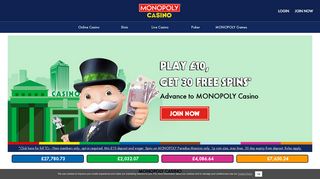 Official MONOPOLY Casino | Play £10, Get 30 Free Spins
