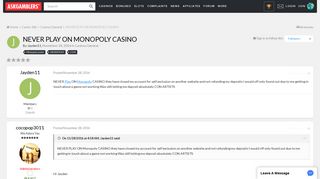 NEVER PLAY ON MONOPOLY CASINO - Casinos General - AskGamblers