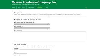 Contact Us | Monroe Hardware Company, Inc.