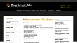 Information for Students | Online Learning | Monroe Community College