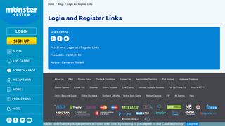 Login and Register Links - Monster Casino