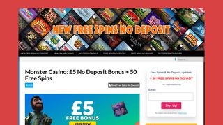 Monster Casino: £5 No Deposit Bonus + 50 Free Spins - New Free ...