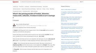 What's the pricing model of Naukri, Monster, TimesJobs, IIMJobs ...