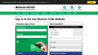 Sign in to the Van Monster Trade Website | Van Monster