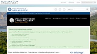 Montana Prescription Drug Registry (MPDR) Information