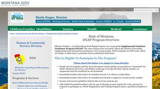Supplemental Nutrition Assistance Program (SNAP) - Montana DPHHS