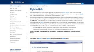 MyInfo Help - Registrar | Montana State University