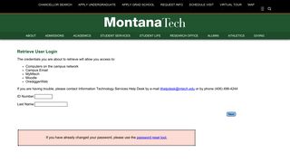 password - Montana Tech